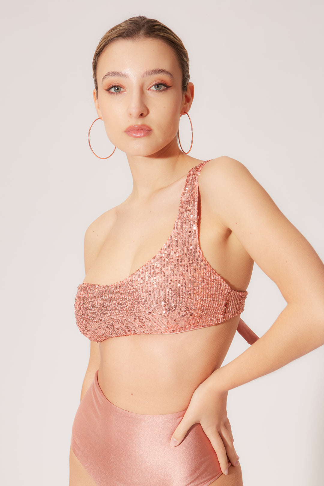 Bikini top monospalla paillettes petitluxe