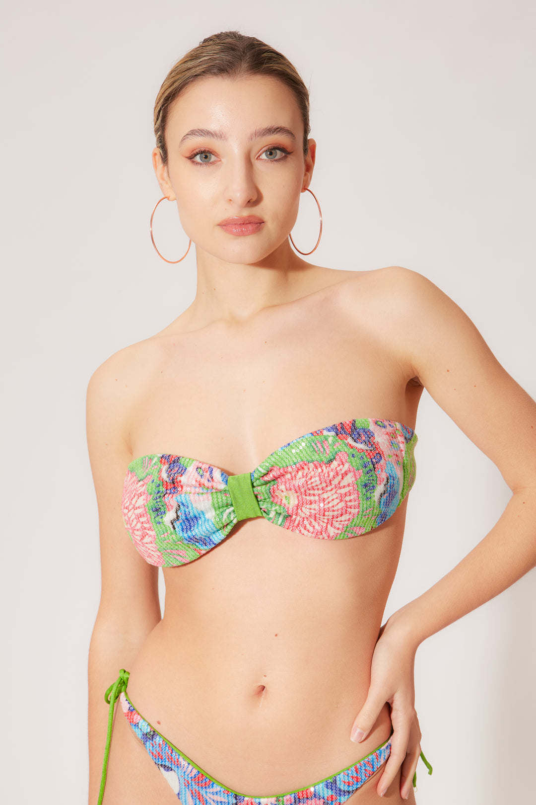 bikini top caramella fiori paillettes petitluxe