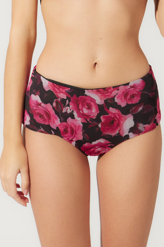 bikini bottom vita alta fiori nero